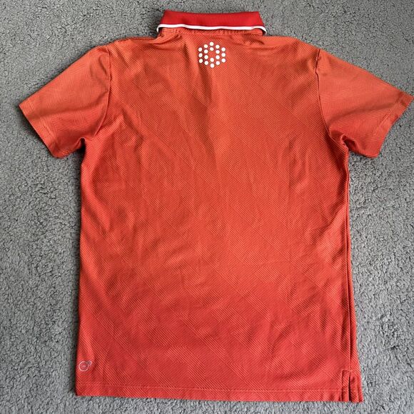 PUMA Polo Shirt Mens Medium Orange Stripes Cool Cell Golf Sport Lifestyle - Picture 13 of 16